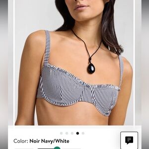 Onia Marilyn Bikini Top - XS, Deep navy/white stripe